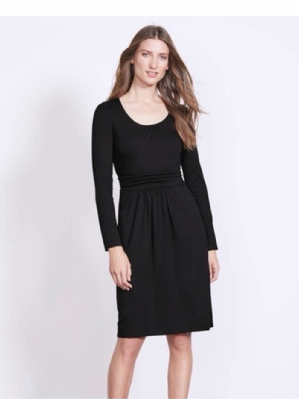 Boden Black Scoop-Neck Long Sleeve Dress